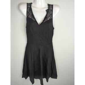 Aqua Women Lace V Neck Fit  Flare Mini Dress Black Small NWT Whimsical Party LBD